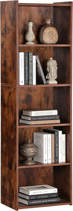 SUPER DEAL 5-Tier Open Shelf Bookcase and Bookshelf, Freestanding Display Shelves Narrow Cube Storage Organizer for Small Spa