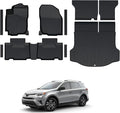 Floor Mats for Toyota RAV4 Gas 2013-2018, All Weather Floor Mats Trunk Cargo Liner with Backrest Protectors and Door Sill Guards Accessories, Full Coverage Set
