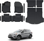 Floor Mats for Toyota RAV4 Gas 2013-2018, All Weather Floor Mats Trunk Cargo Liner with Backrest Protectors and Door Sill Guards Accessories, Full Coverage Set