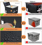 File Box with Lock 5200°F with Heat Insulated,Fireproof Box File Storage Organizer Anti-Static,Collapsible Fireproof Document
