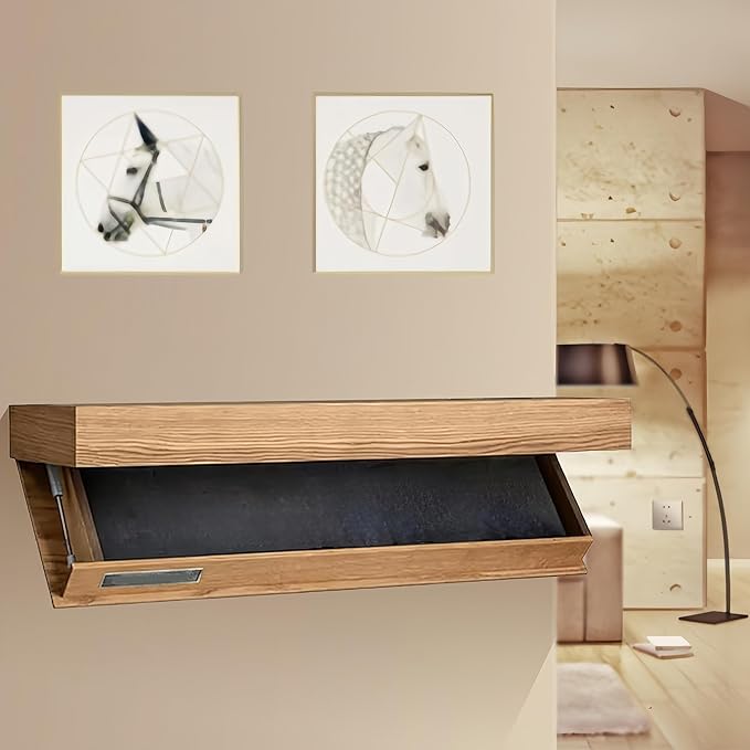 Floating Shelves for Wall Storage, Wall Shelves Bedroom Decor, Secret Compartment Furniture with Trap Door, Rustic Wood Shelf