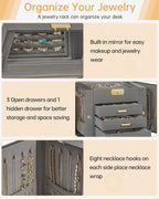 AKOZLIN 4-Tier Jewelry Box Leather Jewelry Storage Organizer with 3 Drawers Lockable for Women Girls Ring Necklace Earring Br