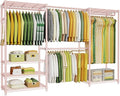 Ulif E1 Heavy Duty Closet Garment Rack, 6 Tiers Adjustable Metal Freestanding Expandable Clothing Storage with 4 Hanger Rods,