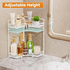 VITVITI 2-Tier Corner Bathroom Counter Organizer, Bathroom Countertop Organizer Storage for Sink, Metal Mesh Makeup Organizer