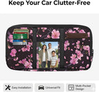 Cherry Blossom Car Visor Organizer for Women Car Visor Storage Pouch Holder Auto Interior Accessories Pocket Cars Truck SUV Storage Pouch Holder, with Multi-Pocket and Zipper