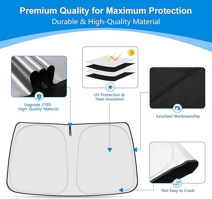 Front Windshield ＆ Side Window Sun Shade for 2010-2025 Dodge RAM 2500 3500 QuadCab CrewCab MegaCab 4Door, Foldable Window Sunshade Sun Visor Protector Sun Shield Block UV Rays Heat, Pack of 3