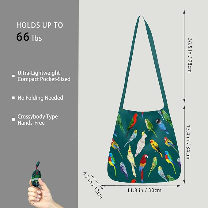BeeGreen Reusable Grocery Shopping Bag -Travel Tote Bag - Foldable Compact Sturdy Bags