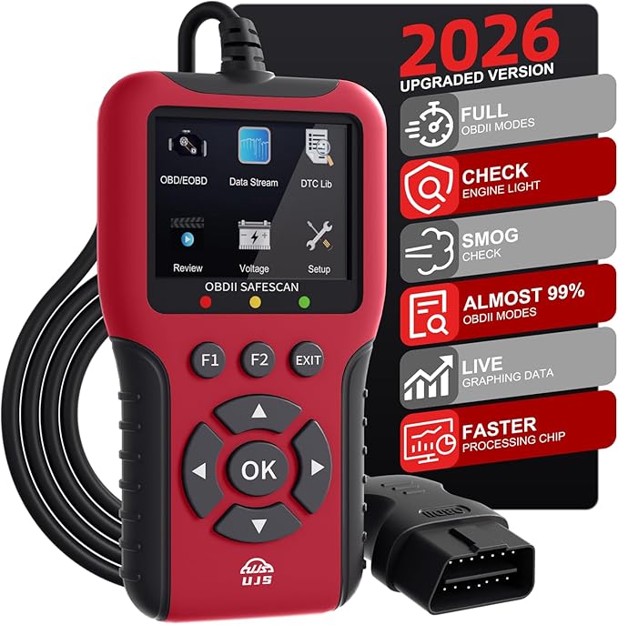 2026 Enhanced Universal OBD2 Scanner, Check Engine Code Reader - 45000+ Fault Codes, Live Data, I/M Readiness, Battery Voltage