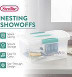 Sterilite Medium Nesting ShowOffs, Stackable Small Storage Bin with Latching Lid and Handle, Plastic Container to Organize Ho