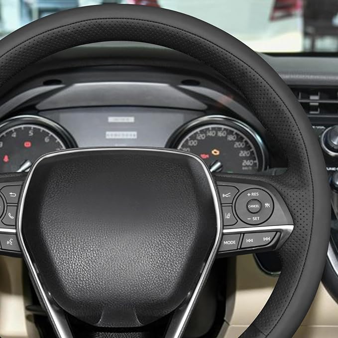MEWANT Hand Sewn 3D Style Steering Wheel Cover for Toyota Camry 2018-2019/Toyota Avalon 2019/Toyota Corolla 2019-2020/Toyota RAV4 2019 Steering Wheel Accessories
