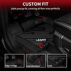 LASFIT Floor Mats for Ford F250 F350 F450 2017-2026 Crew Cab Front Bucket Seat | Rear W/Fold-Flat Storage All Weather Carpet Floor Super Duty Protector TPE Car Floor Liner, 1st & 2nd Row, 3pcs Black