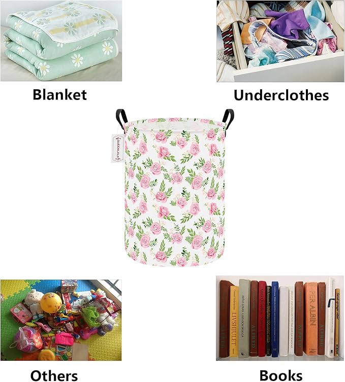 QUEENLALA Large Storage Basket,Laundry Hamper/Bathroom/Home Decor/Collapsible Round Storage Bin,Boys and Girls Hamper/Boxes/C