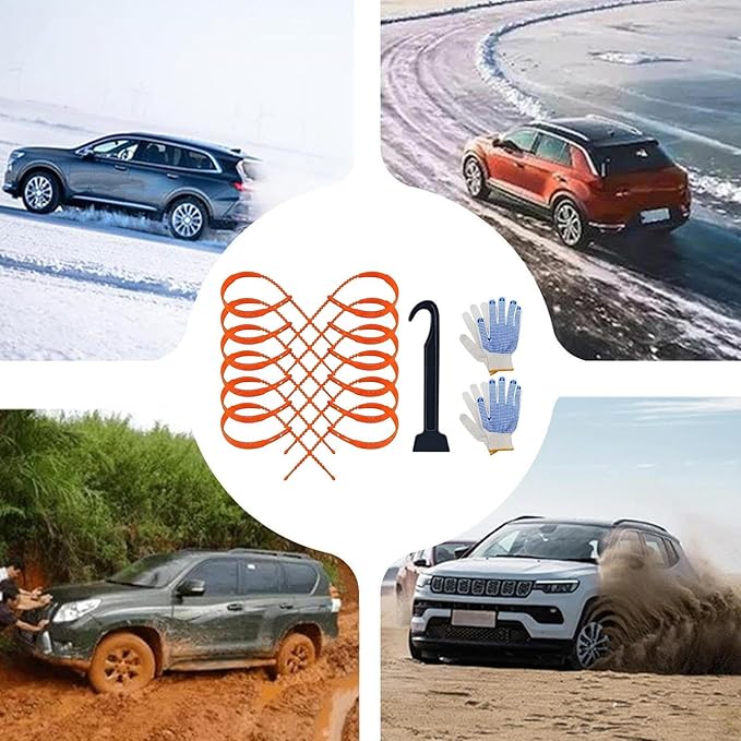 Snow Chains - Universal Non-Slip Portable Snow Traction | Car Winter Tire Traction Chain - for Vacation Holiday Travel Road T