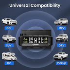 Tymate TM8 Tire Pressure Monitoring System, Wireless Solar TPMS with 4 External Sensors & 6 Alarm Modes, Colorful Display, Easy to Intall on Windshield, Ideal for RV Sedan SUV MPV Truck (0-87 PSI)