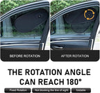 2 PCS Car Shades for Side Windows, Adjustable & Rotatable Side Window Sunshades, Baby Safe Window Car Sun Shades, Sun Blocker, Heat & Glare Protection, Universal Fit for Most Cars (Black)