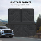 LASFIT Cargo Mat for Ford Explorer 2020-2025 2026 Trunk & Backrest Liner, Custom Fit All Weather Protector Split Design Easy Installation Trunk with Seatback Mat Accessories, 1pc Black