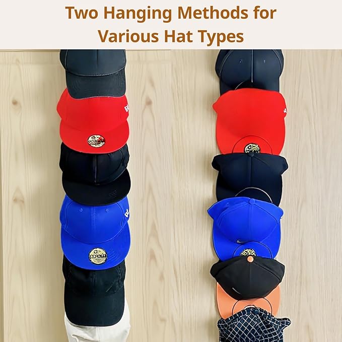 LINFIDITE 15 Pack Baseball Hat Rack Hanger Holder Organizer Multi Hook Wall Mounted Over Door Cap Display Storage Rack Cap Ho