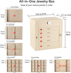Frebeauty Large Jewelry Box,6-Tier PU Leather Jewelry Organizer,Multi-functional Storage Case with Mirror,Accessories Holder 