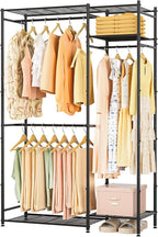 Neprock Portable Closets for Hanging Clothes, Freestanding Clothing Rack with 3 Hang Rods & 5 Shelves, Metal Wardrobe Garment