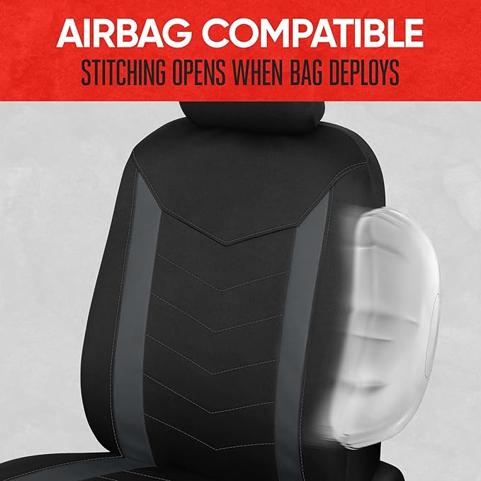 Motor Trend SpillGuard 2 Charcoal Gray Seat Covers for Cars & Seat Covers for Trucks - Neoprene Waterproof Car Seat Covers Fr