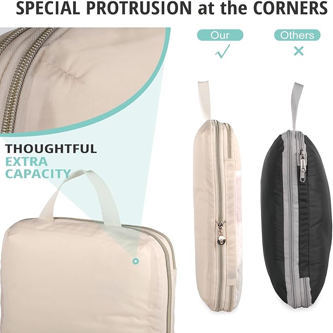 Compression Packing Cubes for Travel, Bunnychill Portable Zipper Packing Cube for Cloting, Expandable Space Saver Storage Lug