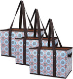 Foraineam Reusable Grocery Bags Set Durable Heavy Duty Tote Bag Collapsible Grocery Shopping Box Bag with Reinforced Bottom