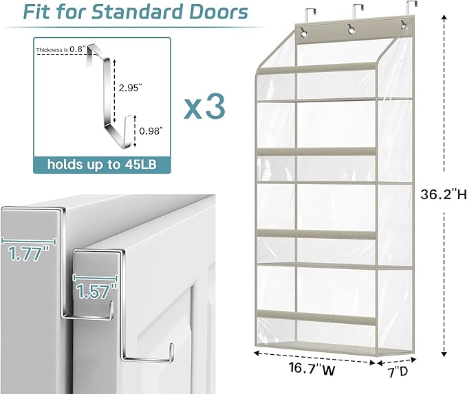 AOODA Clear Over the Door Hat Racks for Baseball Caps, Hold 48 Caps Hat Storage Organizer for Closet Wall, Deep Pockets Hangi