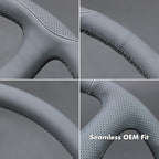 MEWANT Hand Stitch Steering Wheel Cover for Chevy Silverado 1500 2500 3500 1999-2002 Tahoe Suburban 1998-2002 Astro Blazer S10 Kodiak C/K Grey Faux Leather Custom-Fit Anti-Slip Interior Wrap
