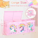 Mabahoo Extra Large Toy Chest, Collapsible Sturdy Toy Storage Organizer with Lids, 40"X14"X16" Large Kids Toybox Storage Bins