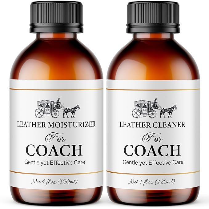 Leather Cleaner & Moisturizer Set for Coach, Gently Cleans Vachetta Leather, Restores Shine, Softens, Removes Stains & Light 