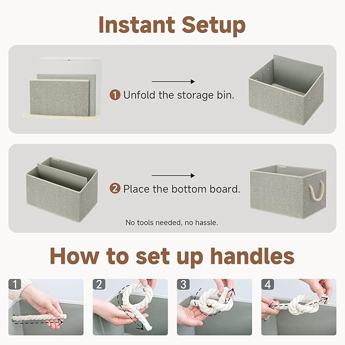 StorageWorks Fabric Storage Bins for Shelves, Storage Baskets for Closet Organization, Organizer Bins for Clothes Storage, Gr