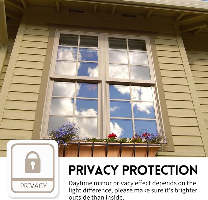 KESPEN Window Film One Way Daytime Privacy Static Cling Sun Blocking Anti UV Reflective Window Tint for Home and Office, Gold-Silver, 17.5 Inch X 6.5 Feet