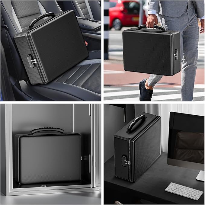 ENGPOW Fireproof Document Box, Hard Case File Box with Fireproof Zipper＆Lock, 6400°F Heat Insulated Fire and Water Resistant 