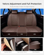 Huidasource Coffee Back Seat Cover, Nappa Leather Rear Seat Cover Velcro Adjustable, Compatible with Armrests, Seat belts, Ch