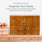 12-Drawer Apothecary Cabinet - Index Card Organizer - Vintage Chest of Drawers - Mahogany Wooden Organizer - Office Desktop D