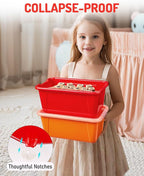GAMENOTE 6 Quart Storage Bins with Lids,6 Pack Rainbow Plastic Latching Box for Classroom&Kids Toy Storage Opaque Stackable S