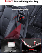 for 2020-2026 Ford Escape & 2021-2026 Bronco Sport CX430 2-in-1 Silicone Center Console Armrest Cover& Armrest Hidden Privacy Tray - [OEM Design& Friendly Liquid Silicone Rubber] - Thin Black