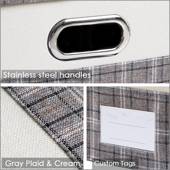 PRANDOM Large Collapsible Storage Bins with Lids [3-Pack] Fabric Foldable Storage Boxes Organizer Containers Baskets Cube wit