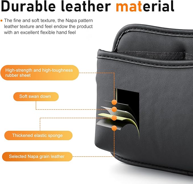 2 PCS Car Seat Side Pocket Organizer, PU Leather Mini Storage Pocket for Car Seats, Doors, Consoles, Dashboard, Vehicle Gap Filler Organizer for Phone, Keys, Sunglass, Wallet (Black)