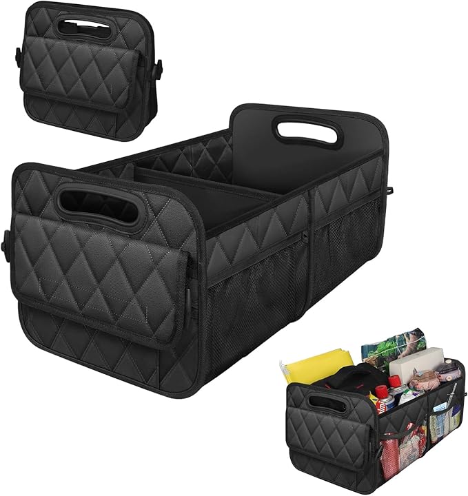 Car Trunk Organizer, Multi-Compartment Auto Trunk Storing Bag with Pockets, Collapsible Organizer and Storage for Sedans, SUVs,