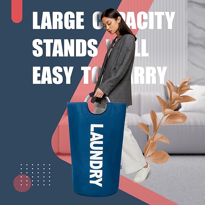 Caroeas 125L Laundry Basket,Large Laundry Hamper, Laundry Bag with Padded Handles, Clothes Hamper Stands Up Well, Collapsible