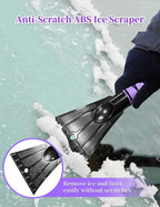 HEEYA 2 Pack Ice Scraper and Brush for Car, Extendable Snow Brush and Ice Scraper for Car Windshield Window, Car Snow Scraper and Brush with Foam Grip for SUV Truck Automobile Vehicle - Purple