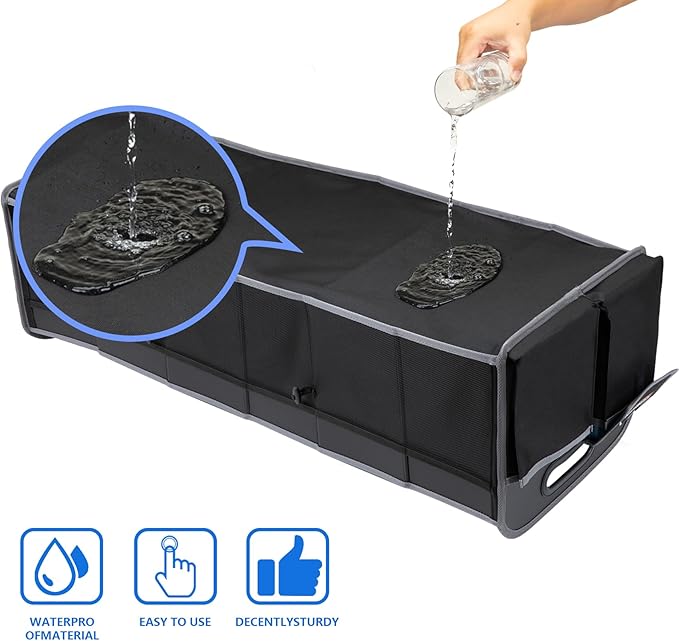 M KARMATER Car Trunk Organizer,Machine Washable PP Materials 3 Compartments Car Storage,95L Waterproof Polyester Cars