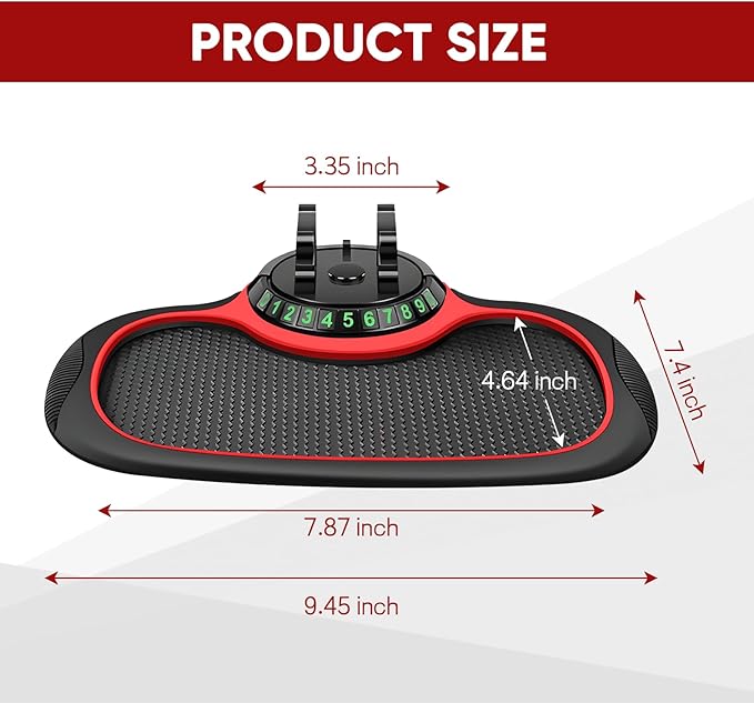 Wuyaoyao Multifunction Car Anti-Slip Mat Auto Phone Holder, PVC Car Dashboard Non-Slip Pad Phone Mount with Temporary Parking