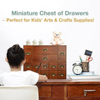 14-Drawer Apothecary Cabinet - Index Card Organizer - Miniature Chest of Drawers - Brass Handle Organizer - Kids' Arts and Cr