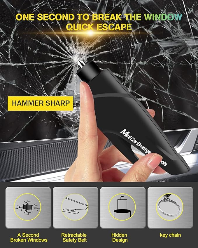YONGMING Car Window Breaker Seat Belt Cutter, Glass Breaker Emergency Self Rescue Tool,Pack of 2