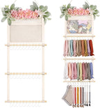 POVETIRE Headband Holder Hair Bows Organizer for Girls, 4-Layer Hair Accessories Display Storage Wall Hanging Decor for Baby 