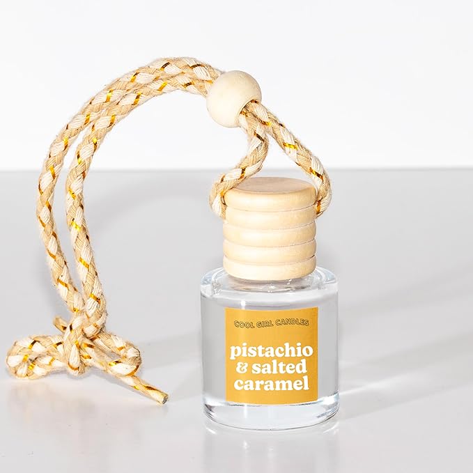 COOLGIRLCANDLES Pistachio Salted Caramel Hanging Car Air Freshener and Essential Oil Diffuser - Automobile Aromatherapy Diffu