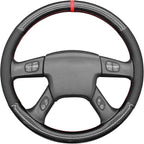 MEWANT Hand Stitch Steering Wheel Cover for Chevy Silverado 1500 Carbon Fiber Hive Embossed Faux Leather Steering Wrap