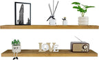 BGMG Wood Floating Shelves for Wall 42 inch Set of 2, Rustic Wooden Wall Mount Shelves for Living Room Bedroom Kitchen Farmho